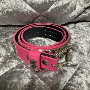 Hot Topic Hot Pink Silver Studded Belt Size 32 Punk Retro